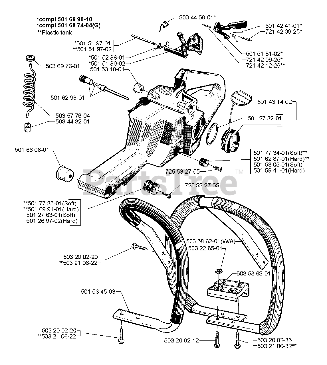 Husqvarna 272 XP Husqvarna Chainsaw (199701) Tank Assembly Parts