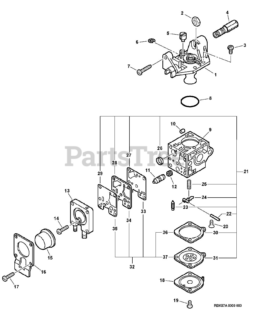 Bøde glemme mulighed Echo SRM-231 - Echo String Trimmer (SN: 02001001 - 02999999) Carburetor --  RB-K57A Parts Lookup with Diagrams | PartsTree