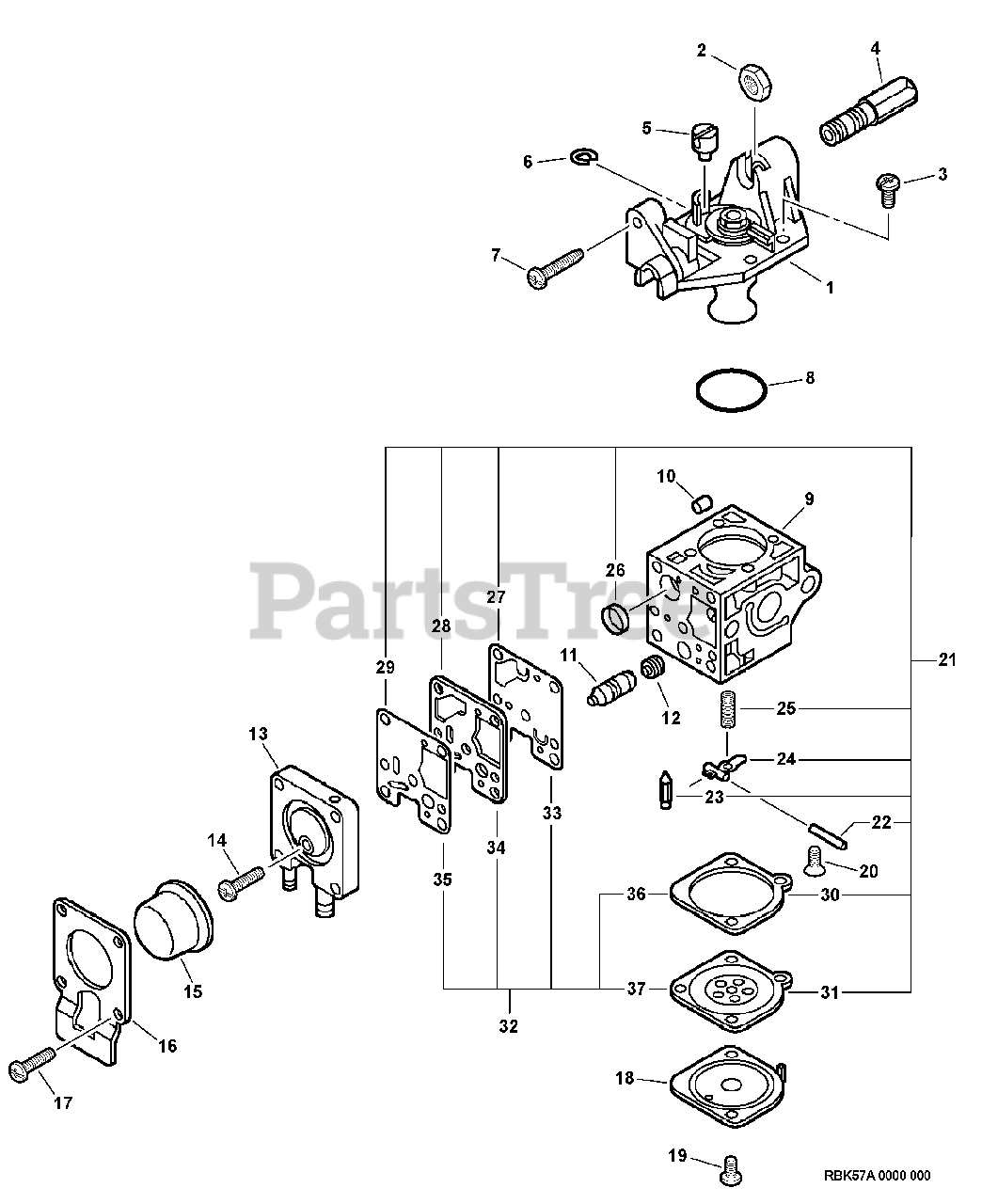 Afslag mølle barbering Echo SRM-231 - Echo String Trimmer (SN: 02001001 - 02999999) Carburetor --  RB-K57A Parts Lookup with Diagrams | PartsTree