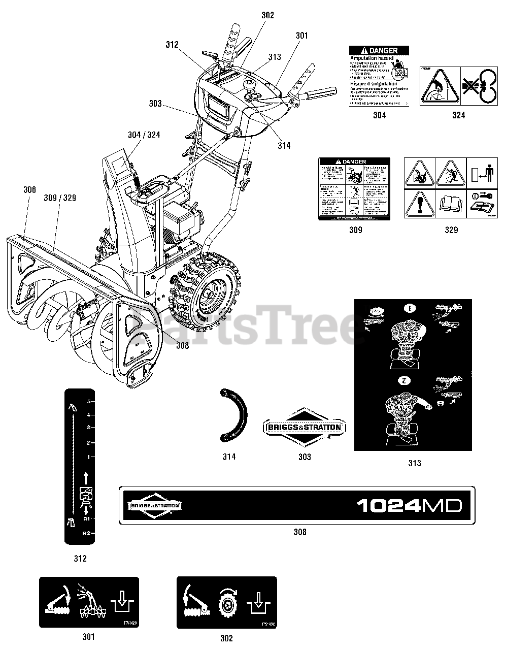 Briggs & Stratton 1024 MD (169661400) Briggs & Stratton 24" Snow