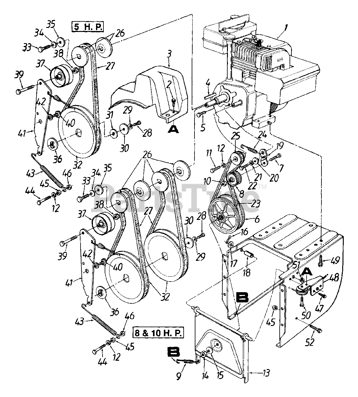 MTD 312-610E000 - MTD Snow Thrower (1992) Engine Assembly Parts Lookup