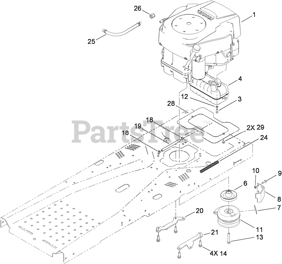Toro 74375 Z 5060 Toro 50 TimeCutter Zero Turn Mower SN 290000200 290999999 2009 ENGINE AND CLUTCH ASSEMBLY Parts Lookup with Diagrams PartsTree
