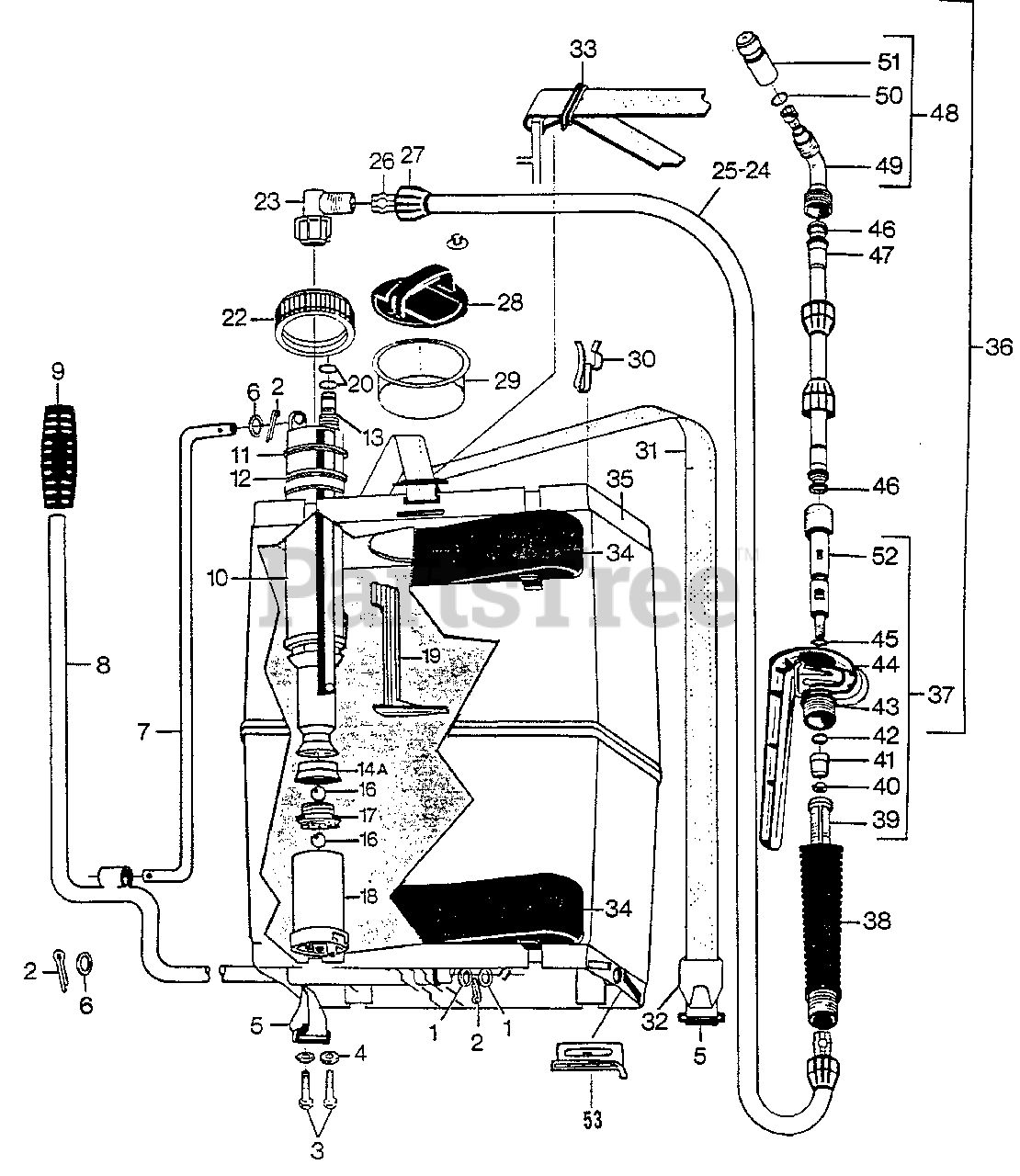 Echo MS16 Echo Manual Sprayer Unit Complete Parts Lookup with