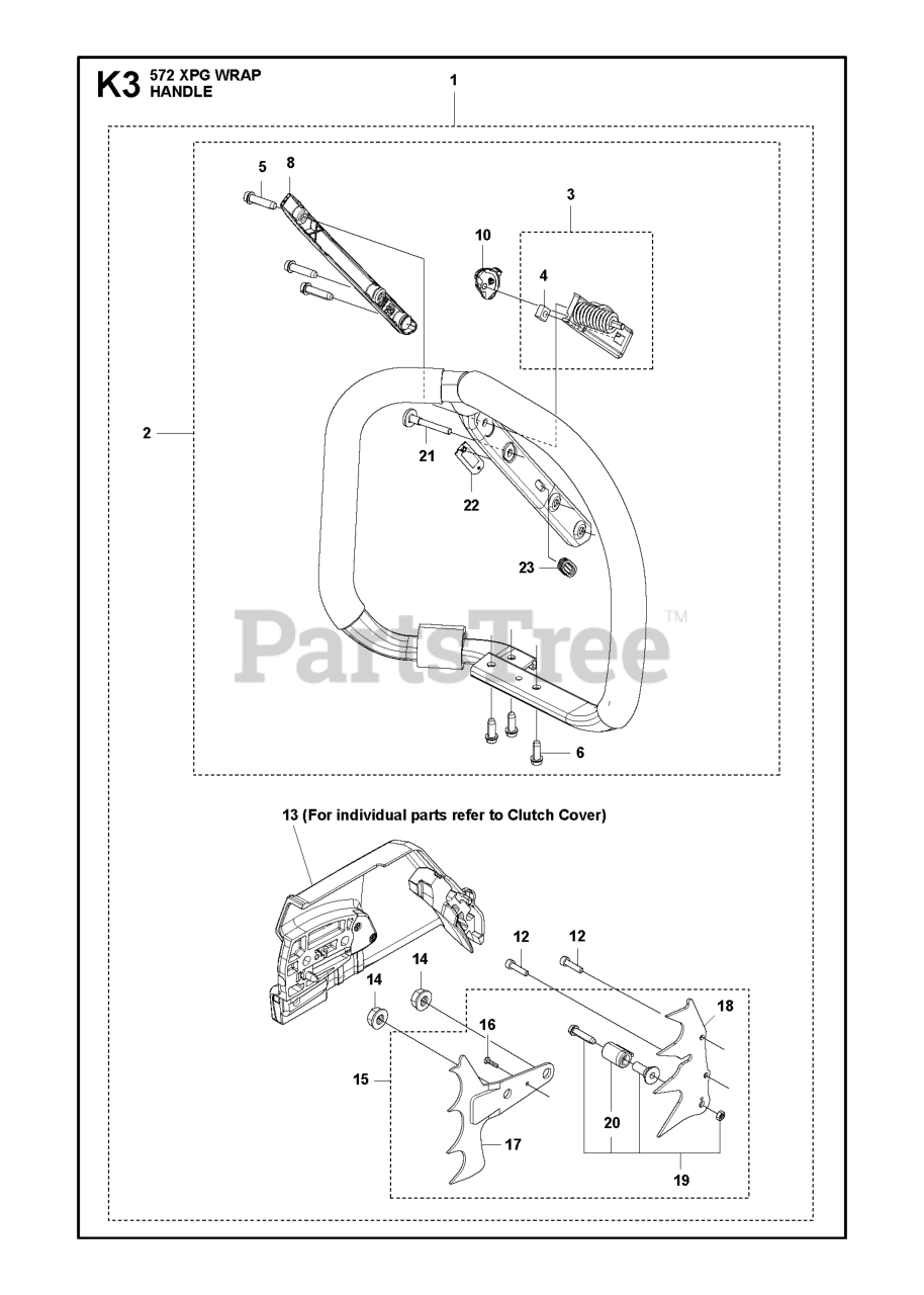 Husqvarna 572 XP/XPG Husqvarna Chainsaw HANDLE 4 Parts Lookup with