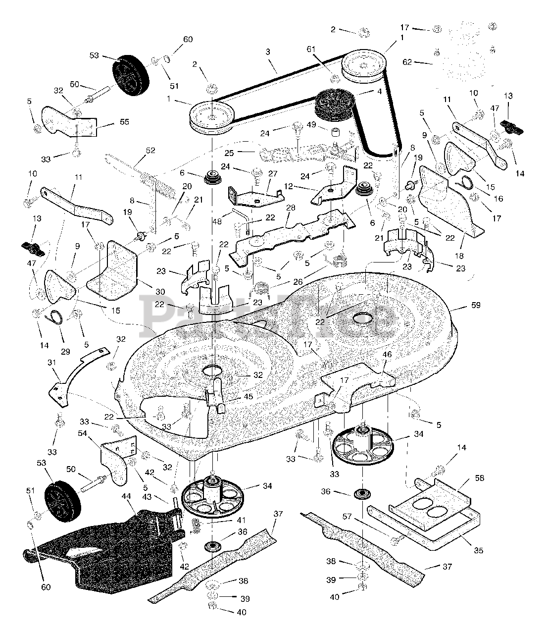 Scotts 425000x8B Scotts 42" Lawn Tractor (2004) Mower Housing Parts Lookup with Diagrams
