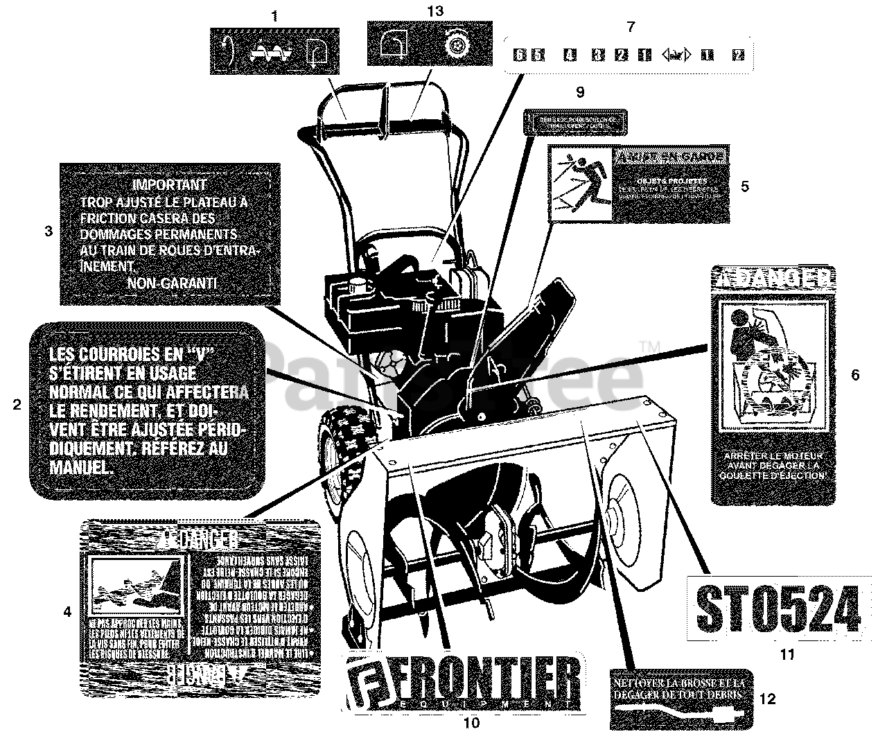 Frontier ST 0524 (624504x16B) Frontier 24" Snow Thrower (2004) Decals