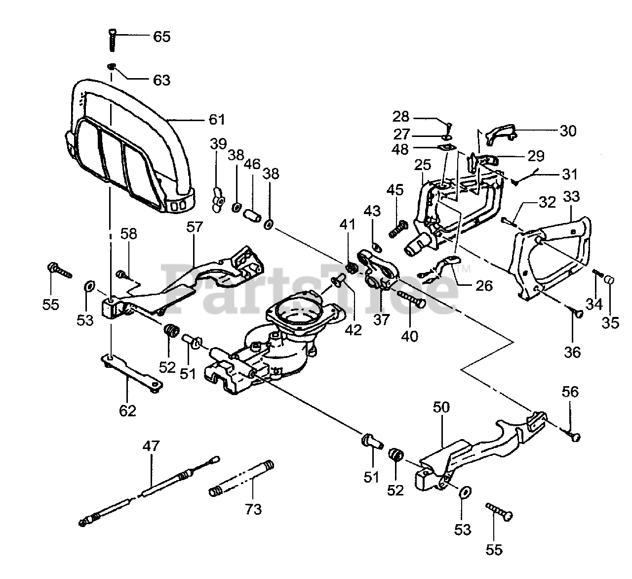 Tanaka THT2120 Tanaka Hedge Trimmer Gear Case, Handles Parts Lookup