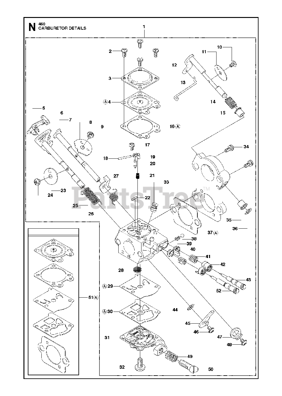 Husqvarna 460 Husqvarna Chainsaw (201301) CARBURETOR DETAILS Parts