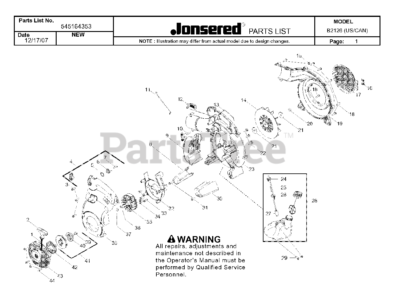 Jonsered B 2126 Jonsered Blower (200803) PRODUCT COMPLETE Parts