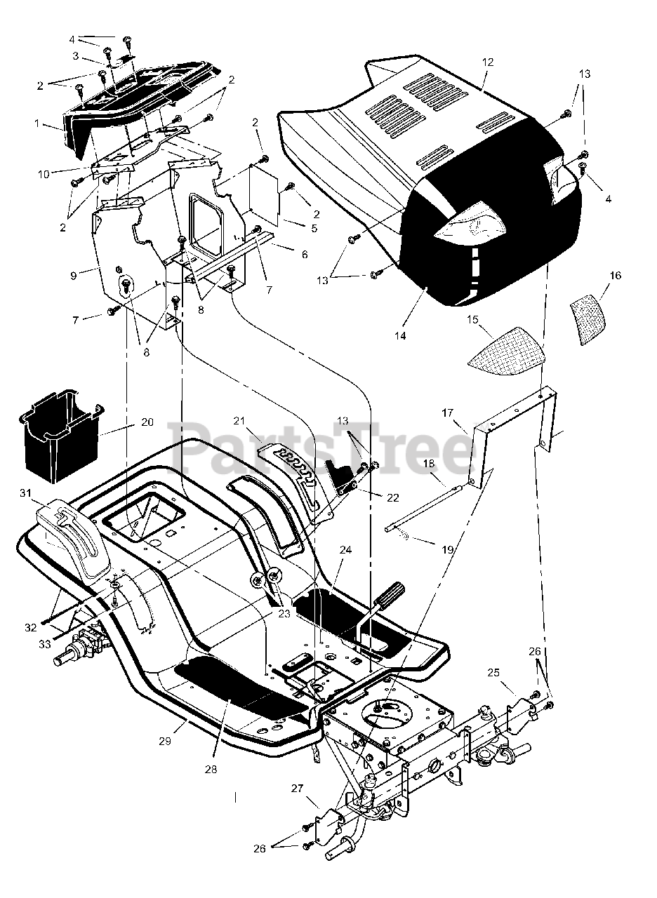 Scotts 46104x8B Scotts 46" Garden Tractor (2000) Hood And Dash Parts