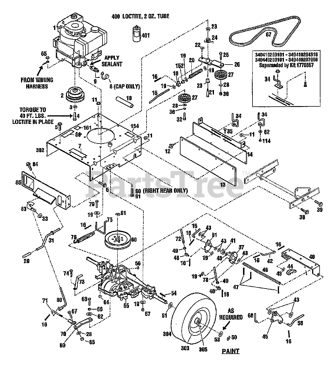 Troy Bilt 34041 Troy Bilt 33 Wide Cut Walk Behind Mower SN Original DRIVE ASSEMBLY Parts Lookup with Diagrams PartsTree