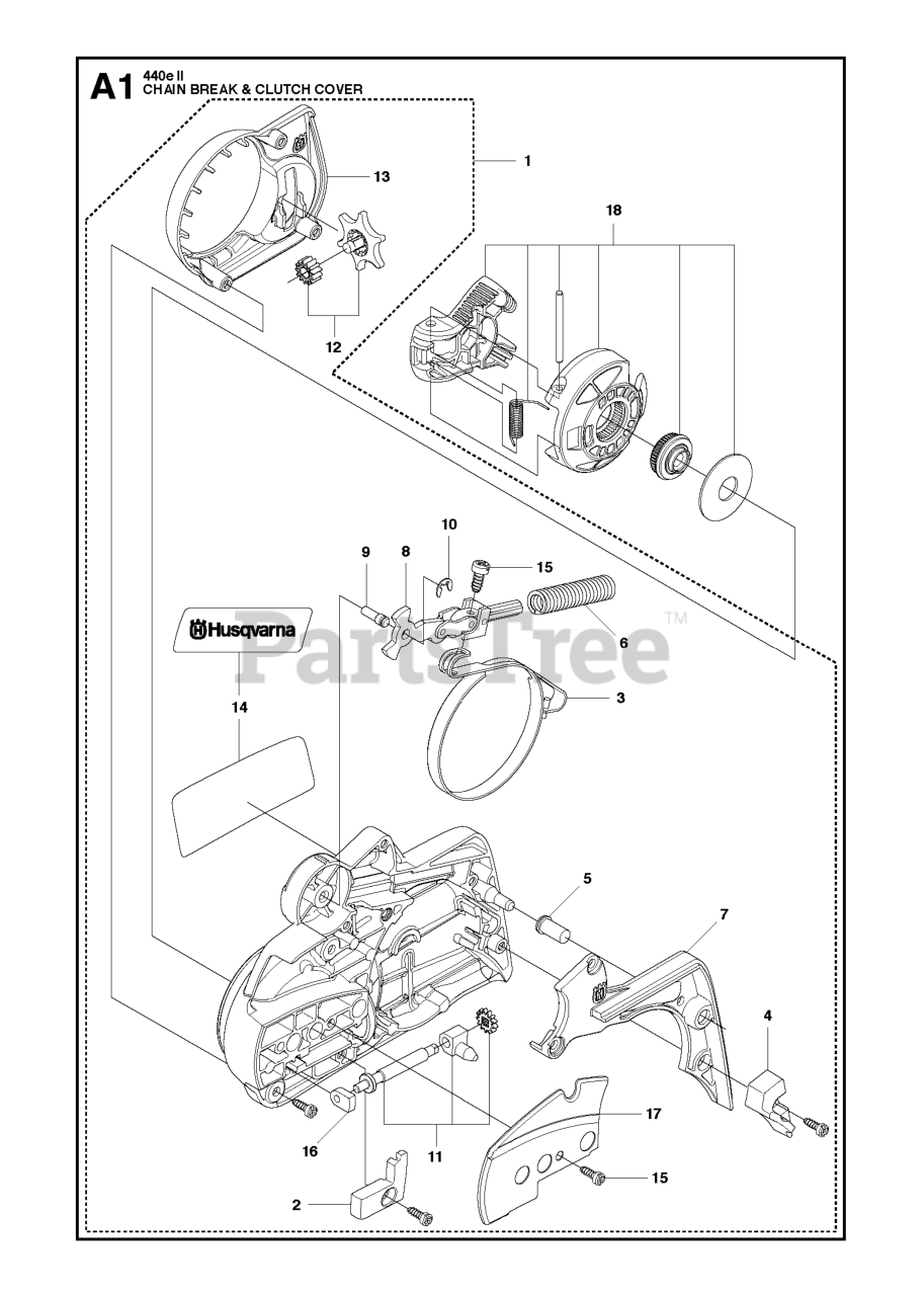 Husqvarna 440 II Husqvarna Chainsaw CHAIN BRAKE & CLUTCH COVER Parts