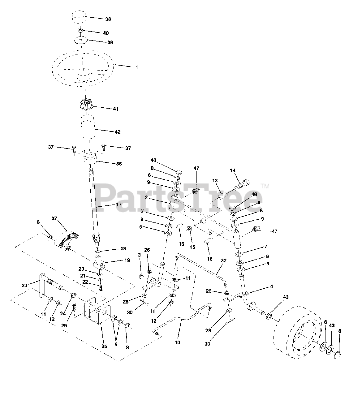 Craftsman 917.252500 Craftsman Lawn Tractor STEERING Parts Lookup