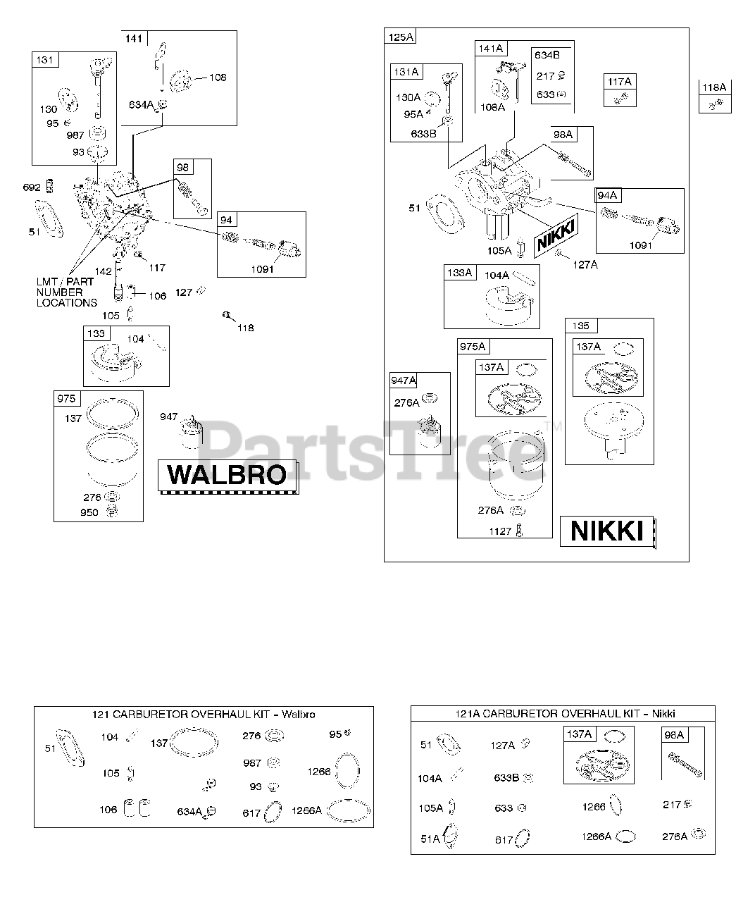 Briggs & Stratton 31Q7770115B1 Briggs & Stratton Vertical Engine Carburetor Walbro & Nikki
