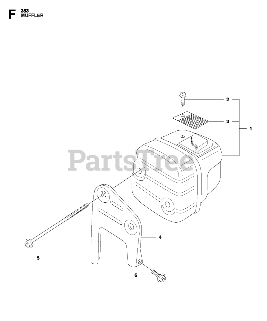 Husqvarna 353 Husqvarna Chainsaw MUFFLER Parts Lookup with Diagrams