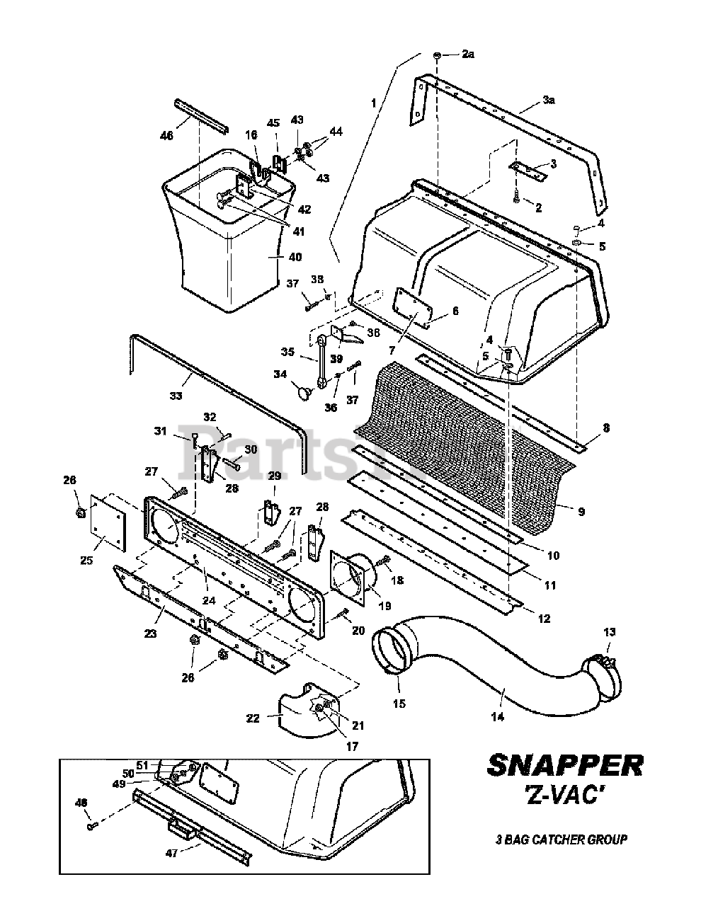 Snapper 7063347 Snapper 61" ZVAC Triple Bag Grass Catcher 3 BAG