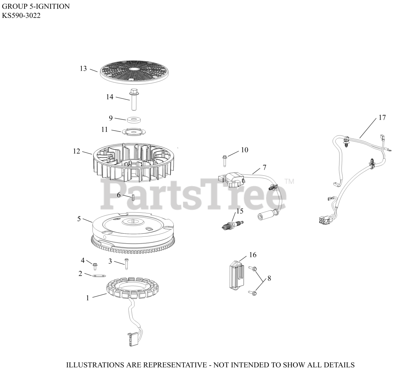 Kohler KS5903022 Kohler 5400 Series Engine, Made for Husqvarna, 19hp