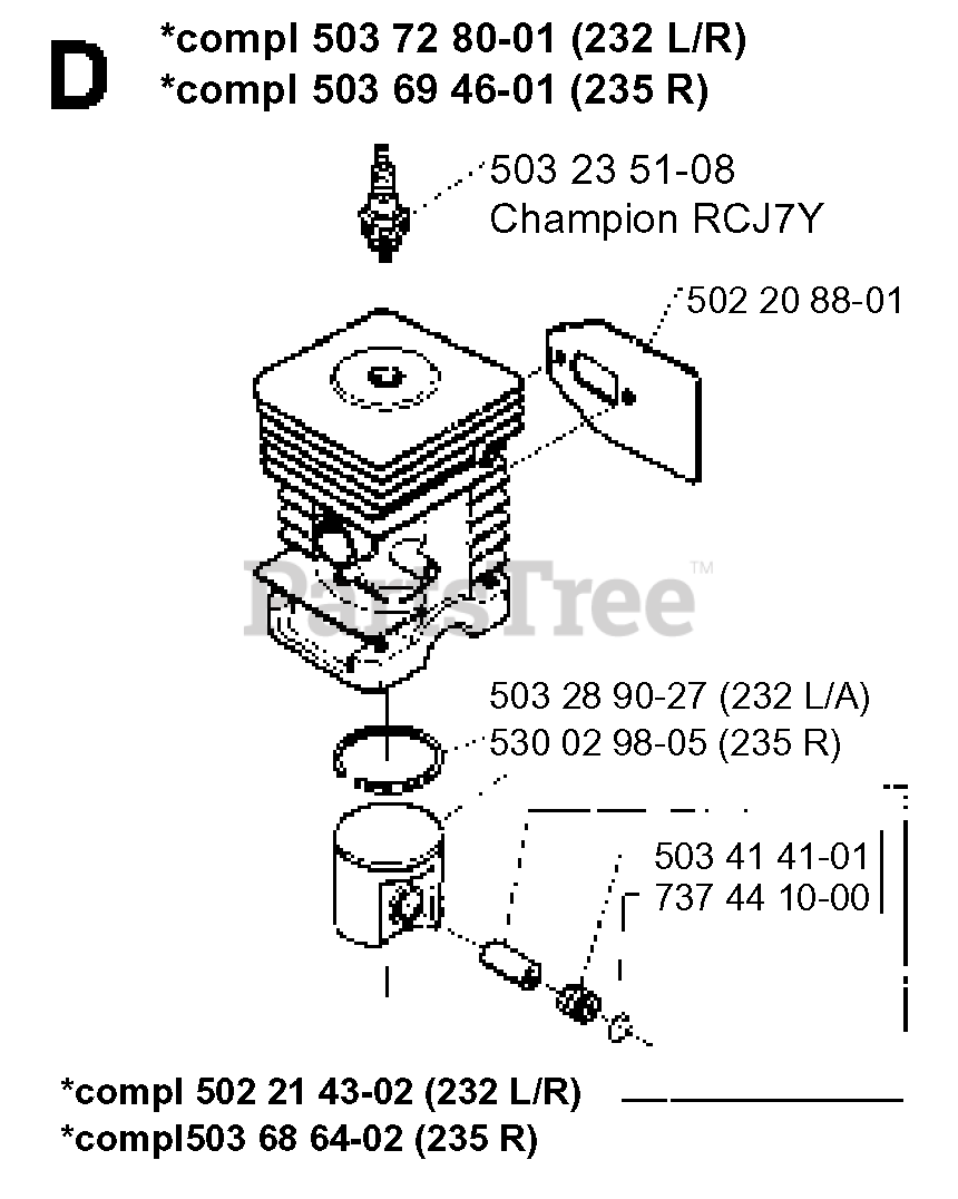 Pistone Husqvarna 232R, 235R, 235FR, Jonsered GR32, 36 - Foto 5