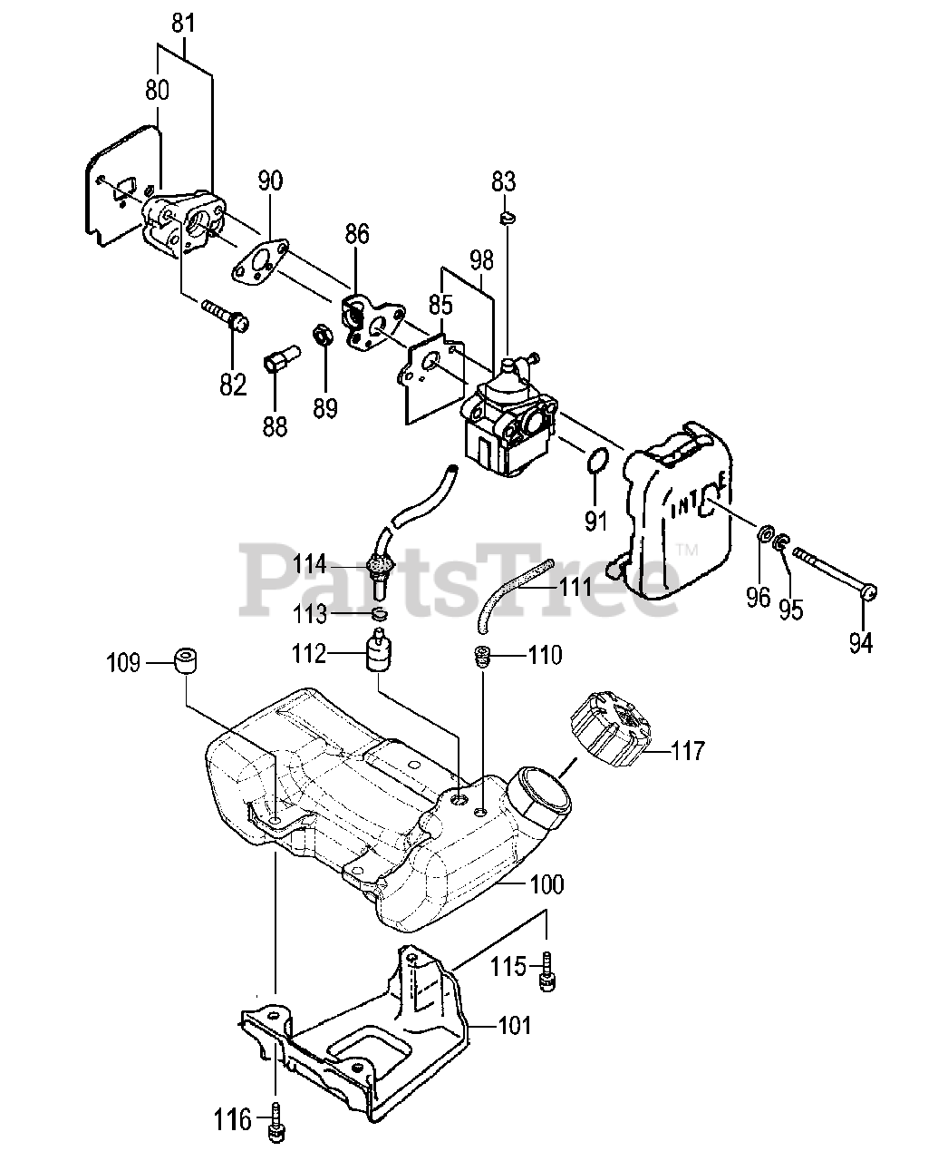 Tanaka TBC255PF Tanaka String Trimmer Fuel System Parts Lookup with