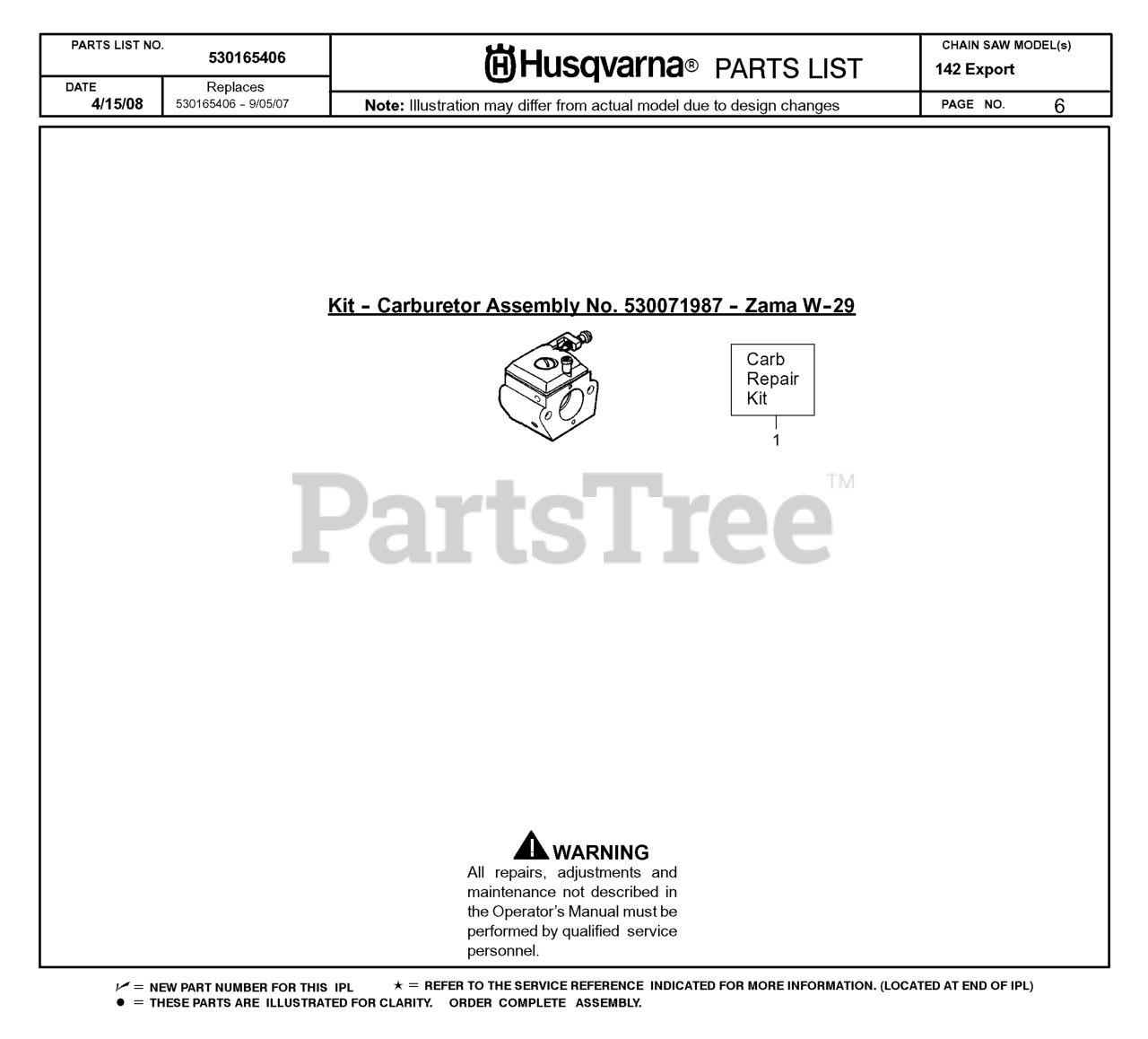 Husqvarna 142 Husqvarna Chainsaw (SN 20082200001 & Above) CARBURETOR 2 Parts Lookup with