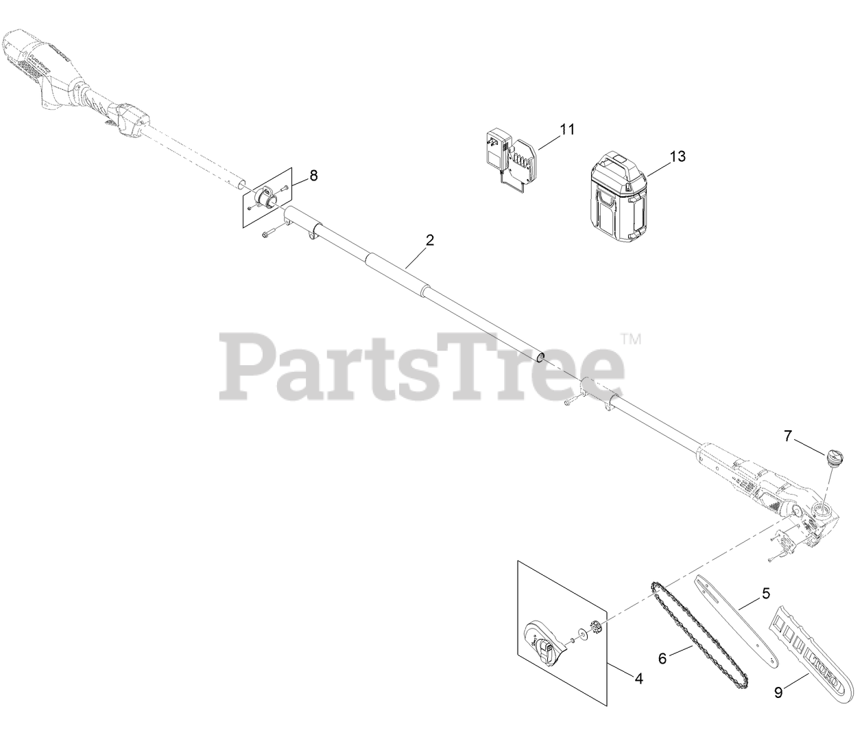 Toro 51870 Toro FlexForce Power System 60V Pole Saw (SN 321000001