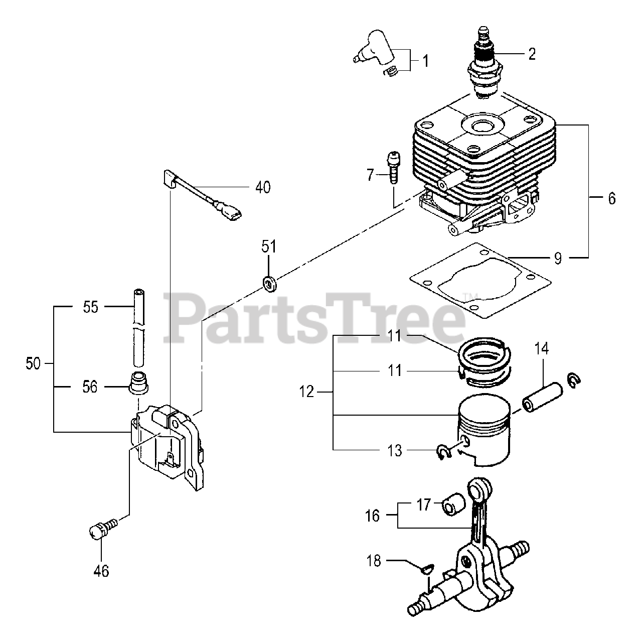 Tanaka PF3000 Tanaka Utility Scooter Engine Cylinder,Pistion