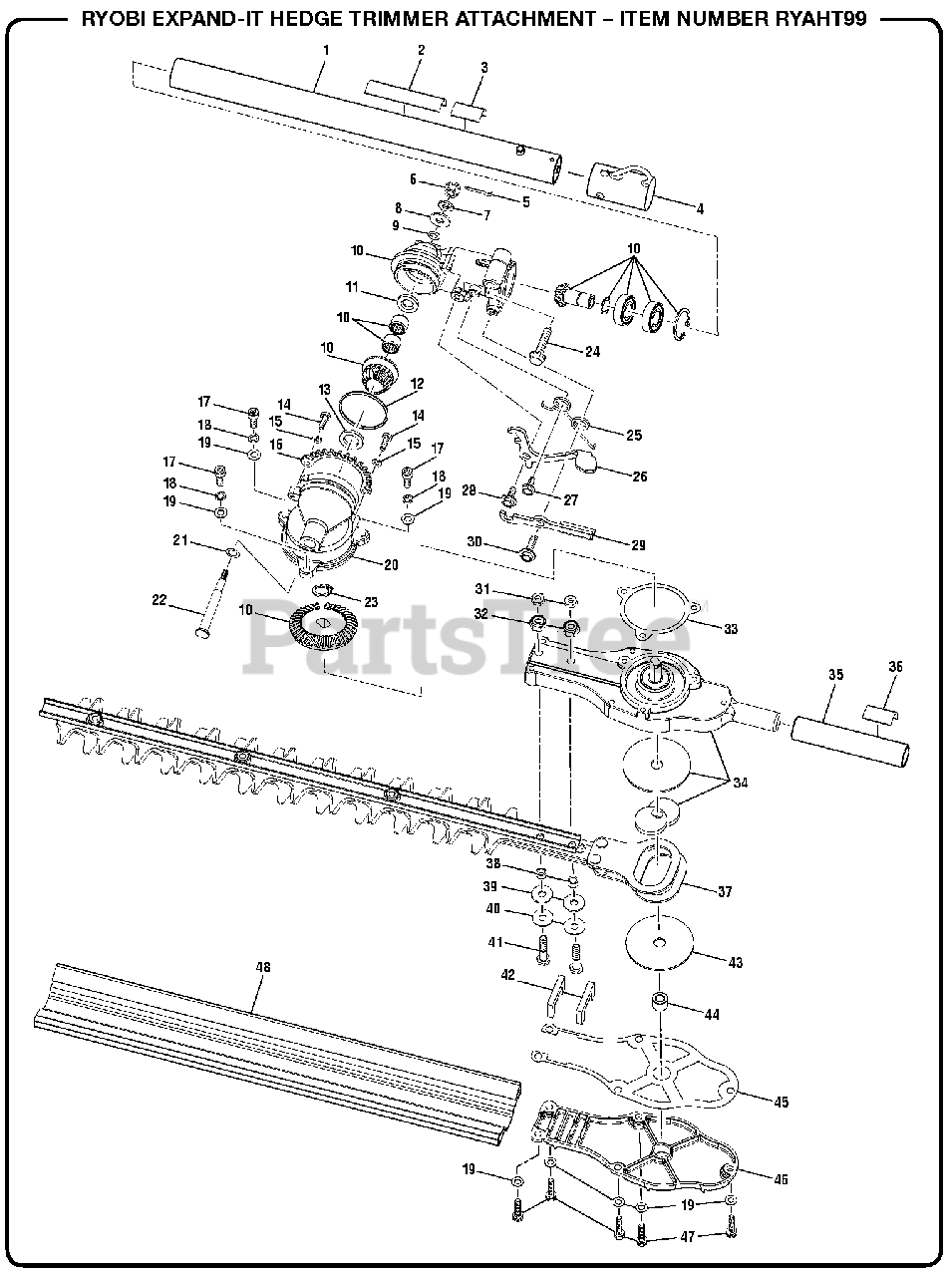 Matematik spray udbytte Ryobi RY AHT99 (090074012) - Ryobi Expand-It Hedge Trimmer Attachment  General Assembly Parts Lookup with Diagrams | PartsTree