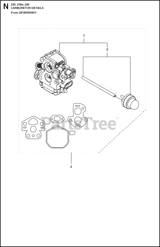 Husqvarna 236 e Husqvarna Chainsaw CARBURETOR Parts Lookup with