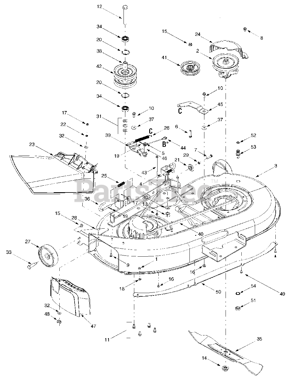 Troy bilt 42 deck belt diagram