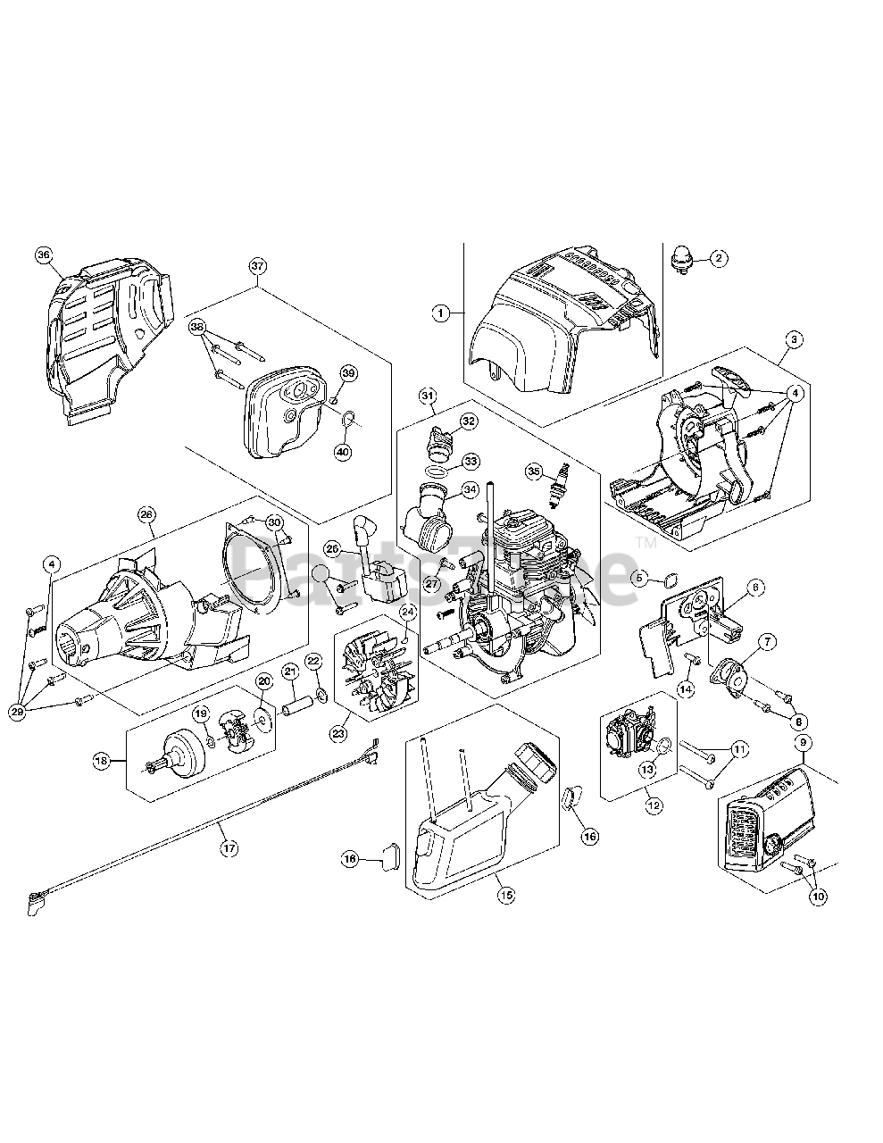 Troy Bilt TB 685 EC 41ADZ68C766 Troy Bilt String Trimmer Engine Assembly Parts Lookup with Diagrams PartsTree