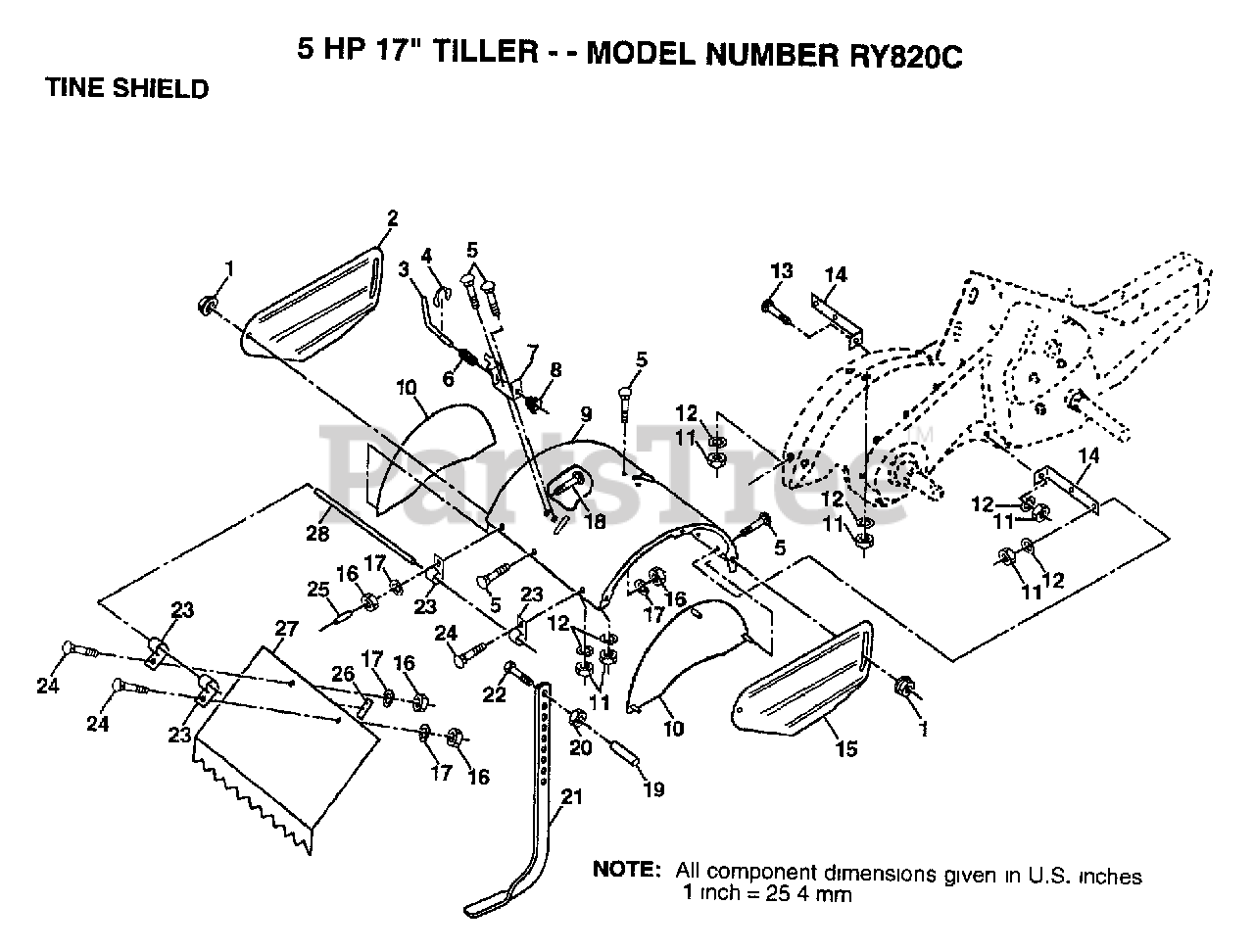 Roper RY 820 C - Roper Rally Tiller TINE SHIELD Parts Lookup with ...