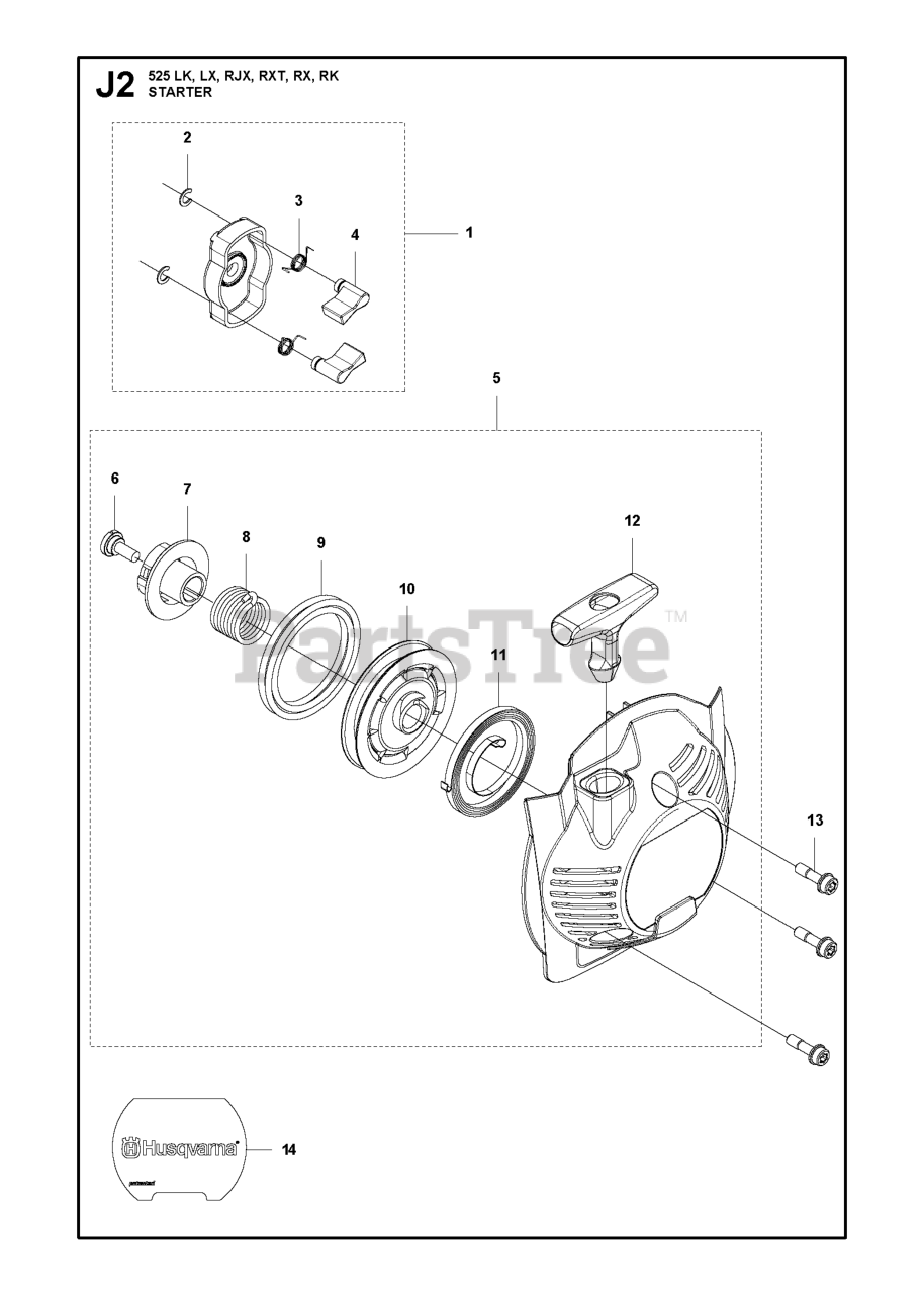 Husqvarna 525 LX Husqvarna Brush Cutter STARTER Parts Lookup with