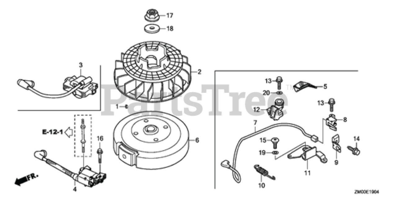 Honda GCV160 LA S3B Honda Engine, Made in USA Flywheel Parts Lookup