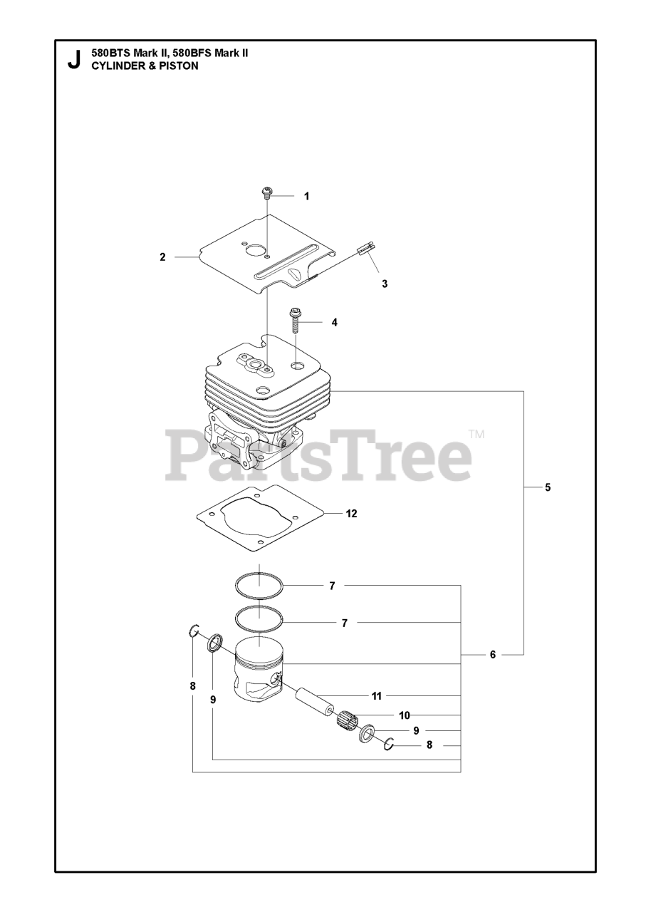 Husqvarna 580 BFS/BTS Mark II Husqvarna Backpack Blower CYLINDER