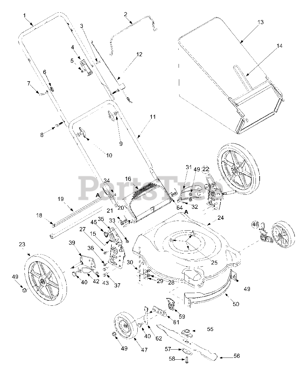 Bolens 11A584E765 Bolens WalkBehind Mower (2004) General Assembly