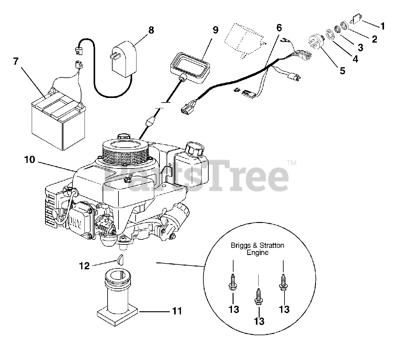 Ariens 911514 LM 21 S Ariens 21 Self Propelled Walk Behind Mower 6.75hp Briggs Stratton SN 014800 019499 Engine And Electrical Parts Lookup with Diagrams PartsTree