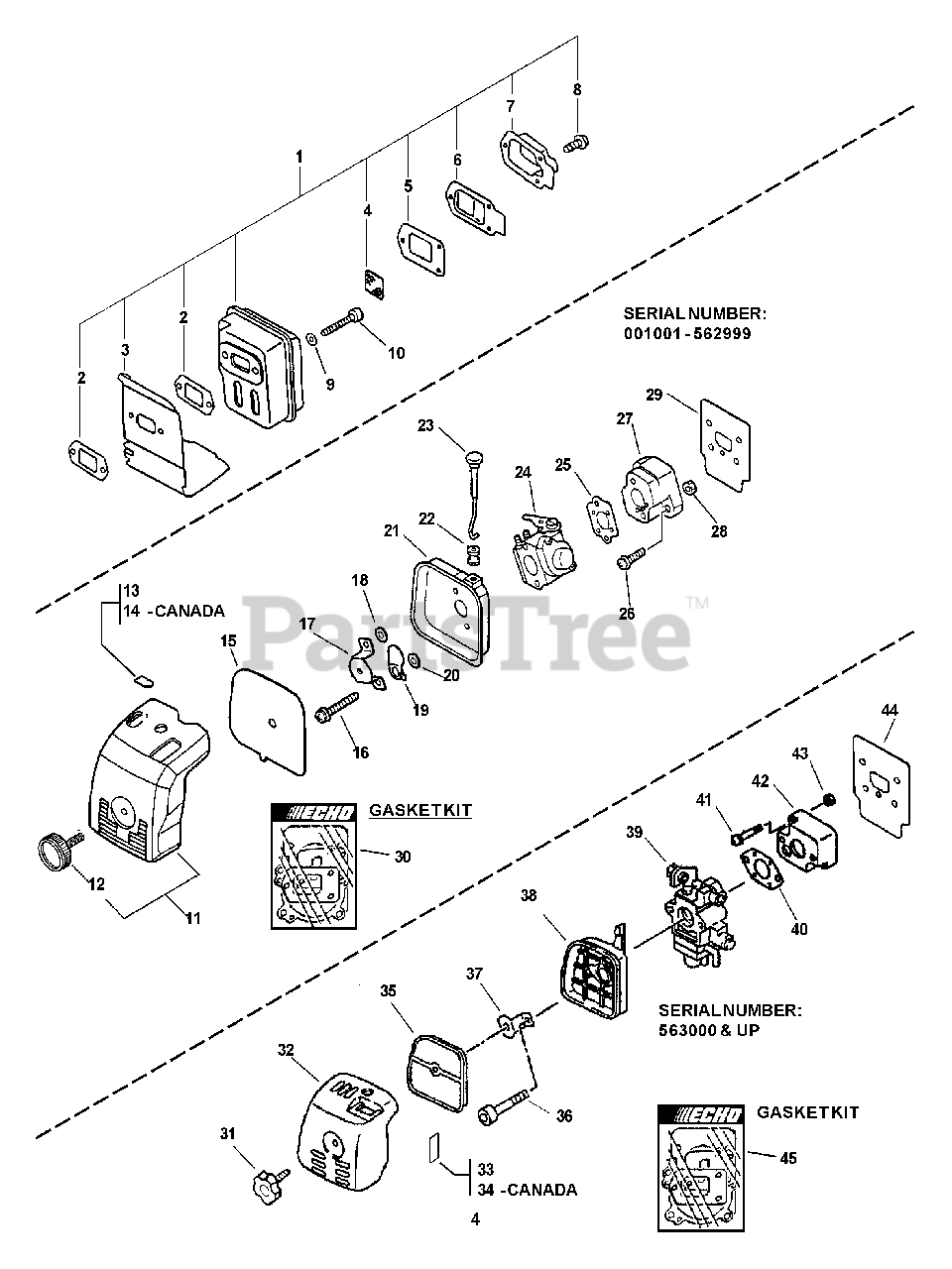 Echo SRM2400 SB Echo String Trimmer (Type 1) Intake, Exhaust, Air