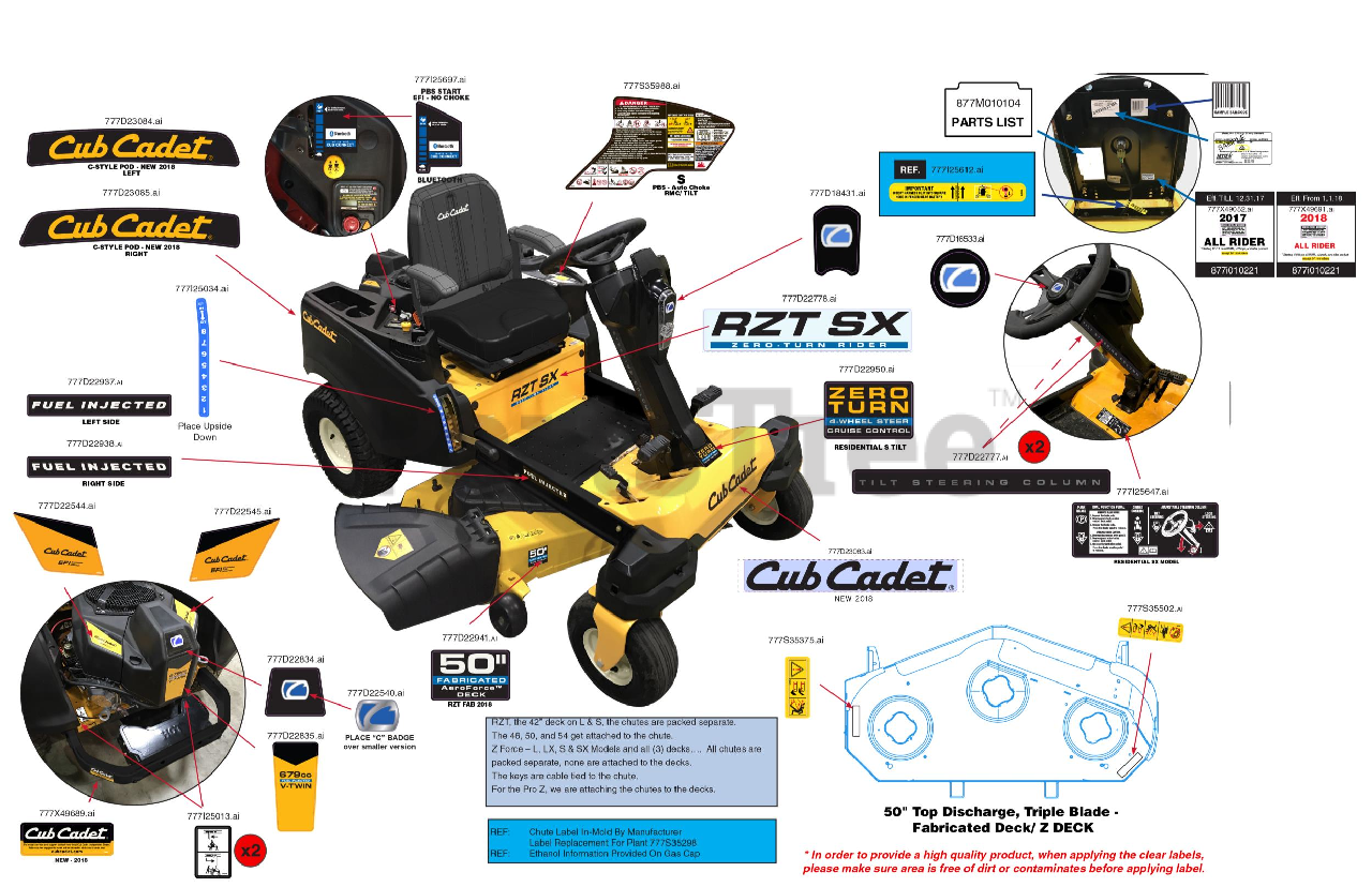 Cub Cadet RZTSX 50 EFI FAB (17RWCBYZ010) Cub Cadet 50" RZT ZeroTurn