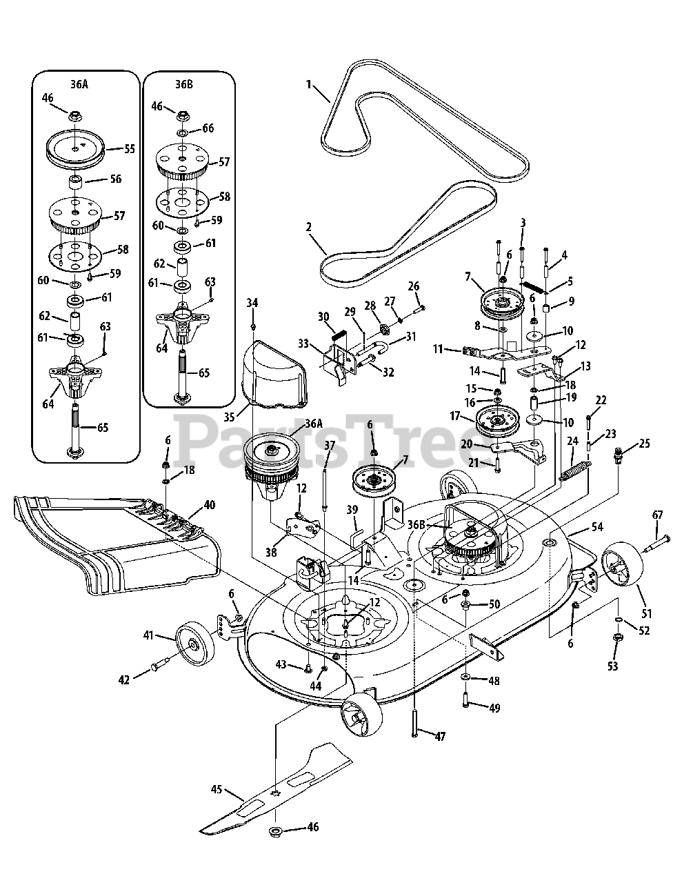 Cub Cadet Parts on the Mowing Deck 42 Inch Diagram for LTX 1040