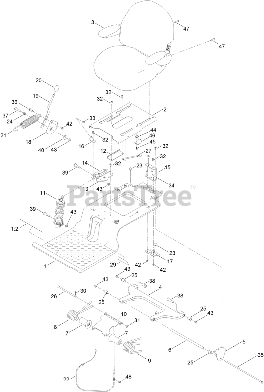 Toro 75757 (5475 C) Toro 54" TimeCutter ZeroTurn Mower (SN 400000000 406533405) Seat Pan