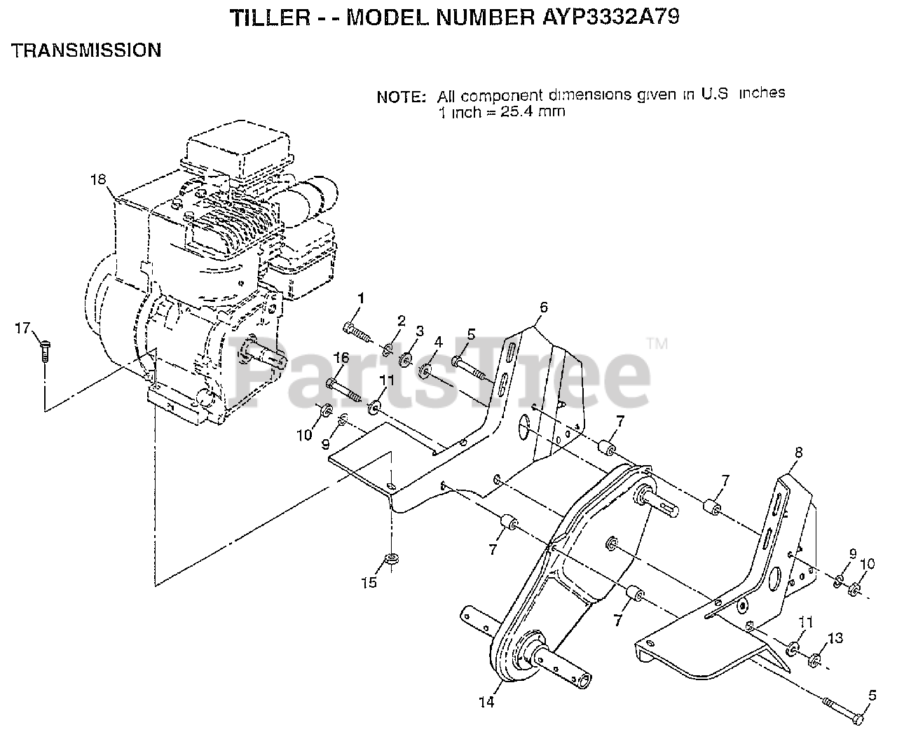 Wizard AYP 3332 A79 Wizard Tiller (1997) TRANSMISSION Parts Lookup