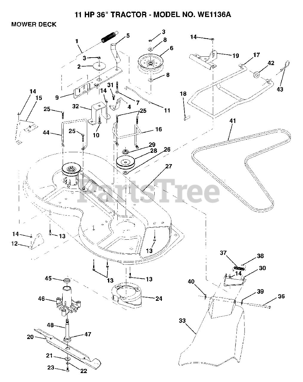 Weed Eater WE 1136 A - Weed Eater Lawn Tractor MOWER DECK Parts Lookup ...