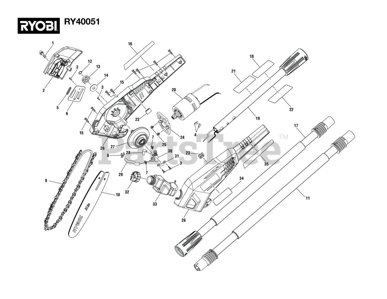 Ryobi RY 40051 (311069006) Ryobi Pole Saw Attachment, Rev 02 (202009