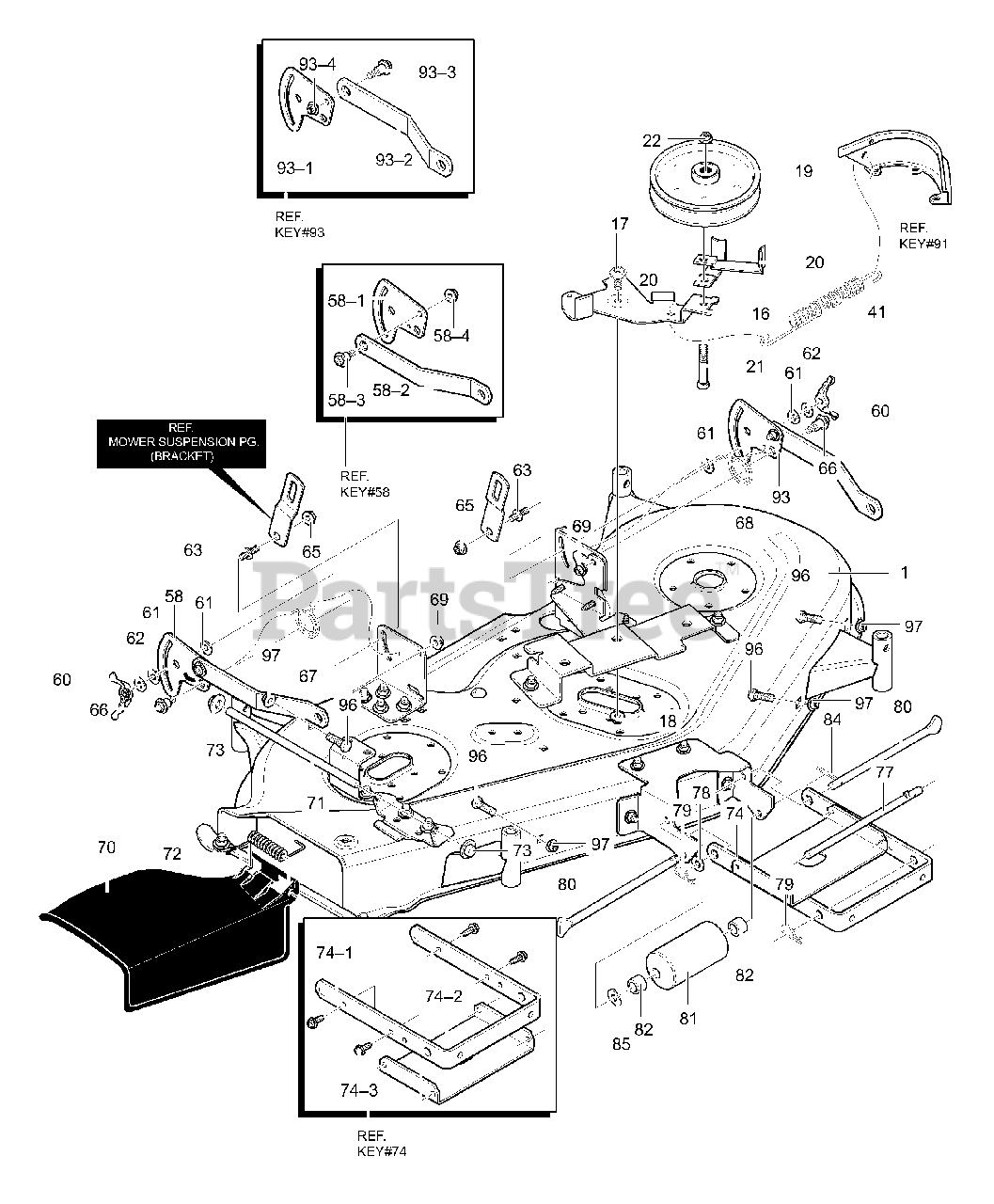 Yard King 50572x89A Yard King 50" Lawn Tractor (2000) Deck Assembly (part 3) Parts Lookup with