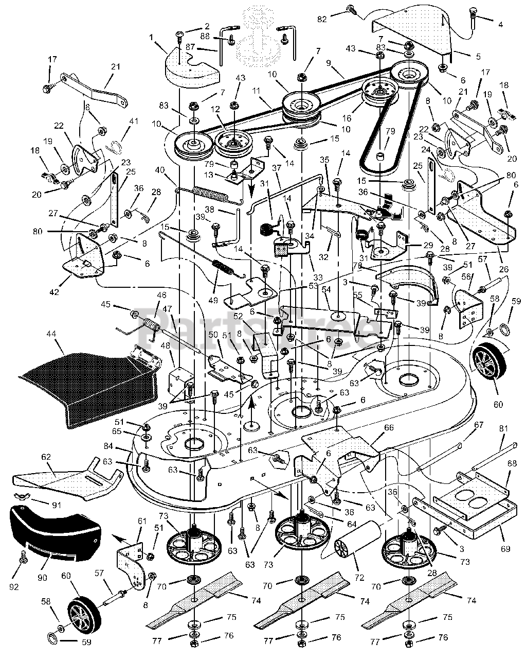 Yard King 465621x89A Yard King 46" Lawn Tractor (2002) Mower Housing Parts Lookup with