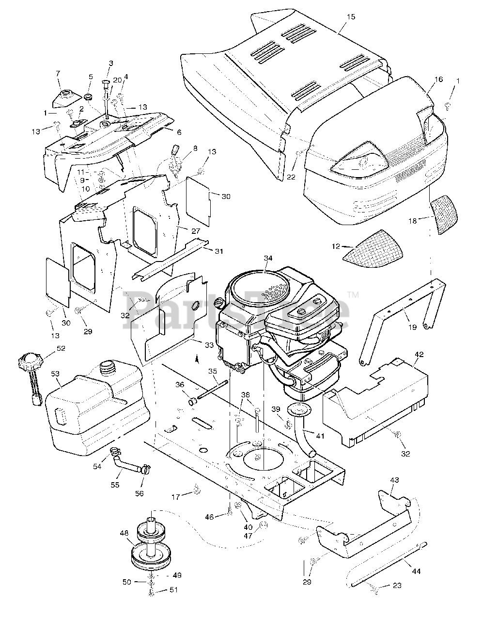 Murray 46431x92A Murray 46" Garden Tractor (1998) Hood & Engine Mount