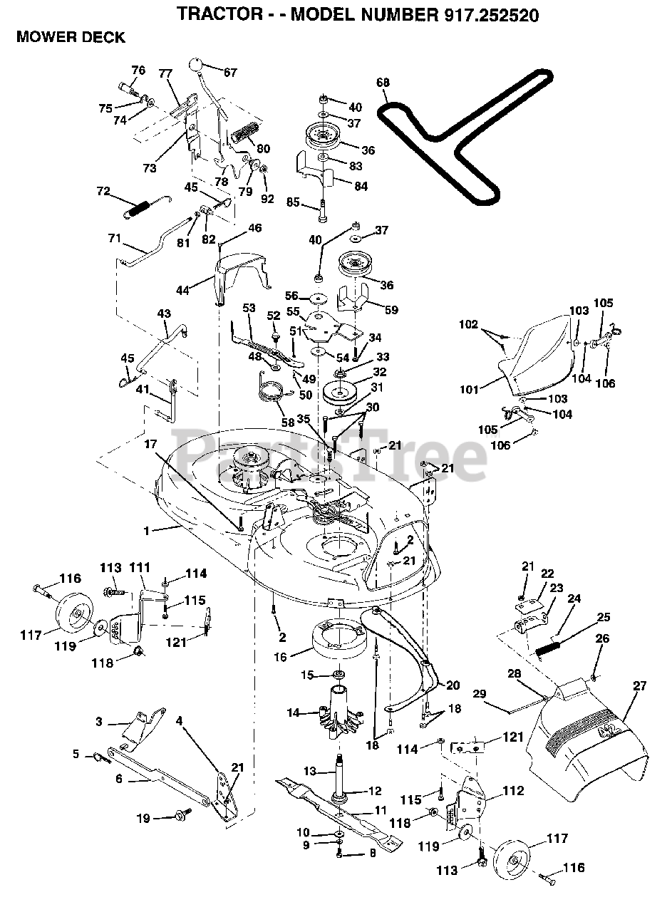 Craftsman 917.252520 Craftsman Lawn Tractor 1999 Before MOWER DECK Parts Lookup with Diagrams PartsTree
