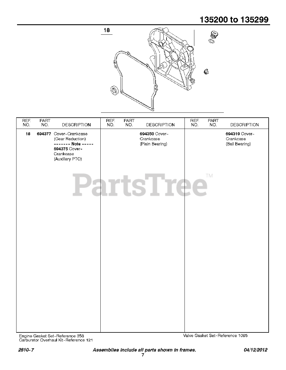 Briggs & Stratton 135202013201 Briggs & Stratton Horizontal Engine