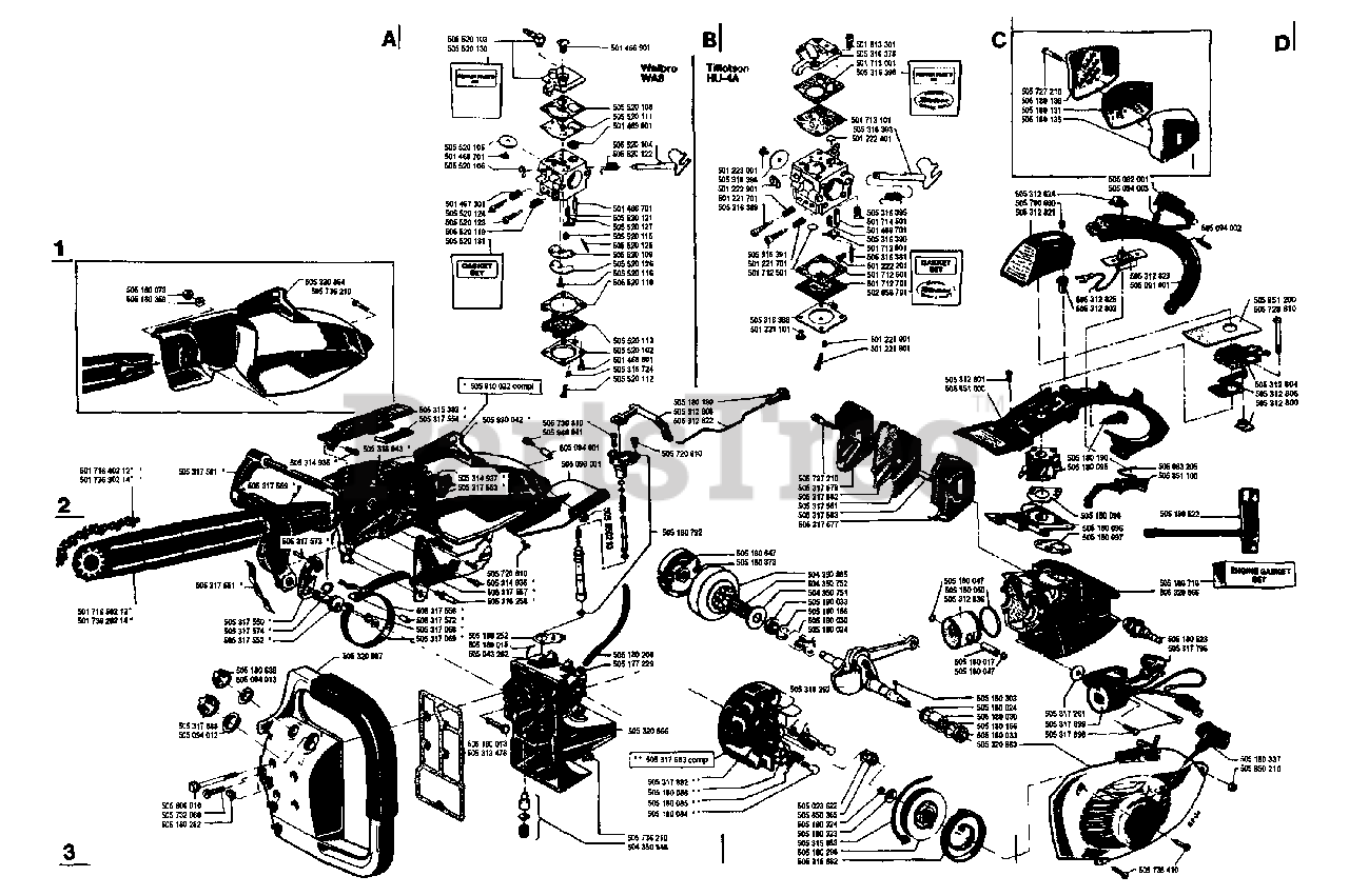 Husqvarna 34 Husqvarna Chainsaw (198205) General Assembly Parts