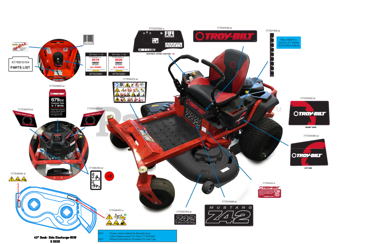 TroyBilt Z 42 (17BAFACS023) TroyBilt Mustang 42" ZeroTurn Mower
